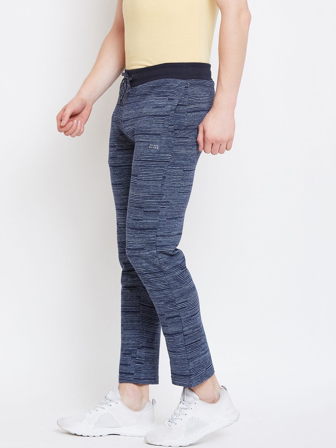 Monte Carlo Men Navy Blue & Off-White Striped Track Pants