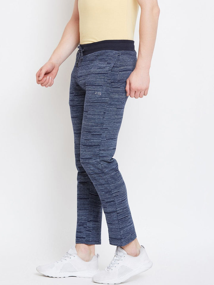 Monte Carlo Men Navy Blue & Off-White Striped Track Pants