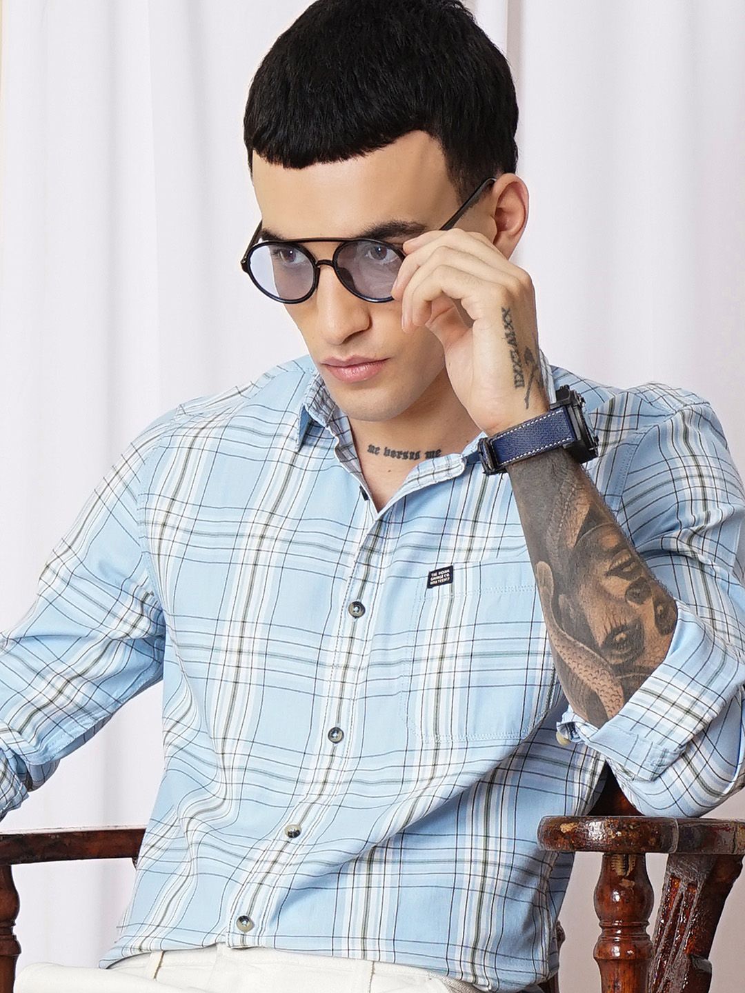 The Indian Garage Co Checked Casual  Cotton Shirt