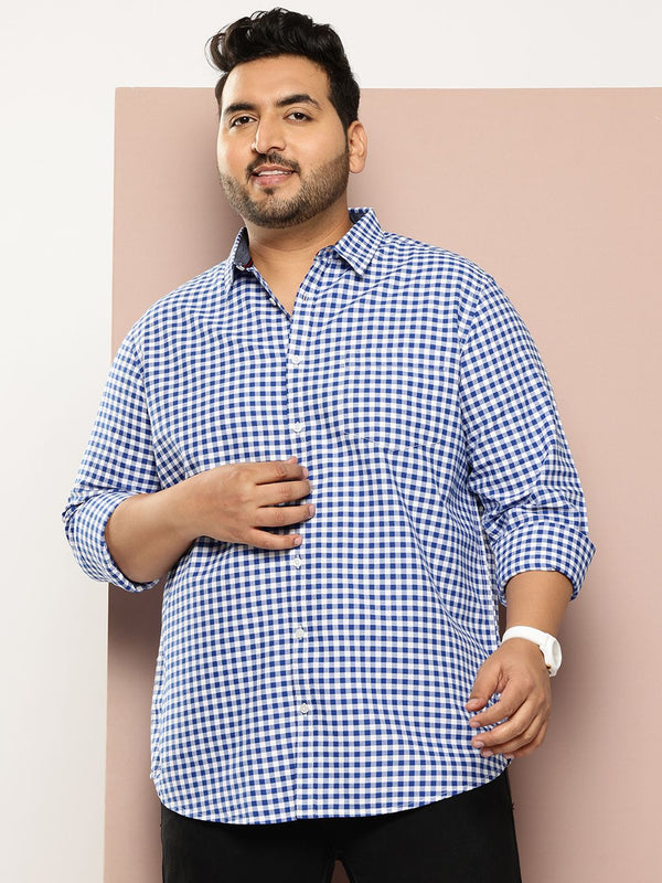 Thomas Scott Men Classic Slim Fit Gingham cek baju kasual