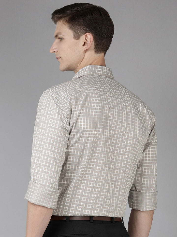 Park Avenue Pure Cotton Slim Fit Grid Tattersall Checked Formal Shirt