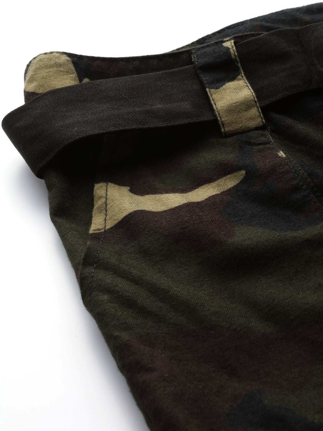 STREET 9 Women Olive Green & Brown Camouflage Print Cargos