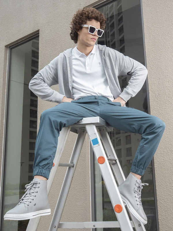 The Indian Garage Co Men Grey Slim Fit Solid Cargos Joggers