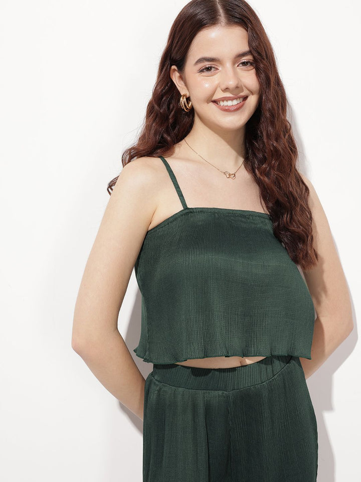 DressBerry Effortlessly Chic Accordion Pleated Crop Top