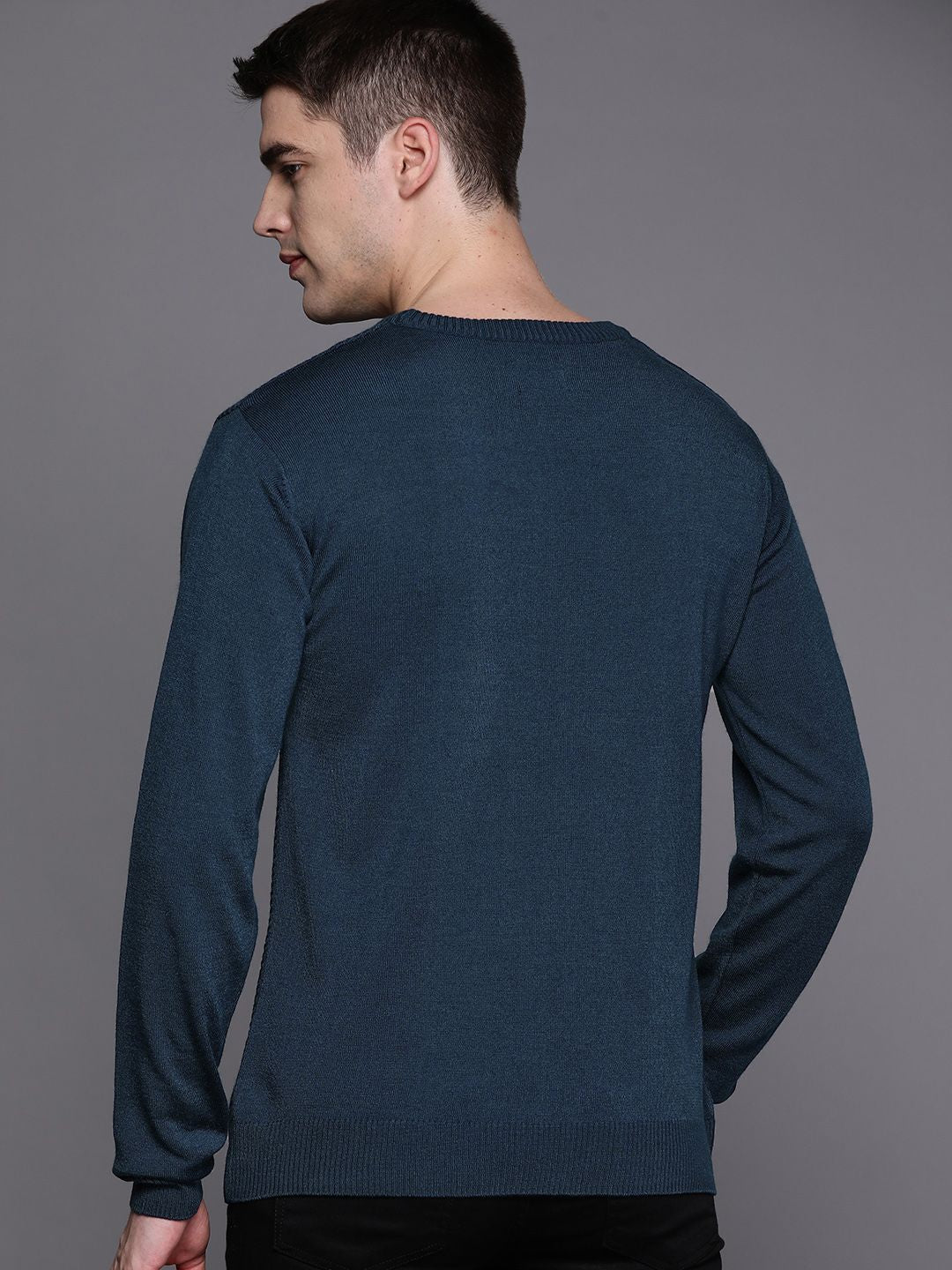 Raymond Men Teal Blue Cable Knit Pullover