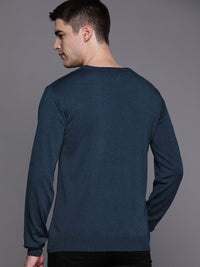 Raymond Men Teal Blue Cable Knit Pullover