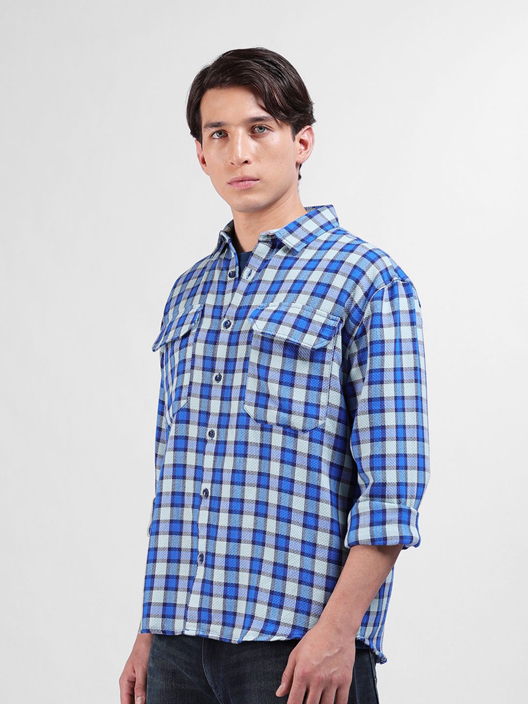 The Indian Garage Co Men Relaxed Fit Checkered Dobby Casual Shirt