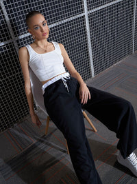 SASSAFRAS Women Black Loose Fit High-Rise Parallel Trousers