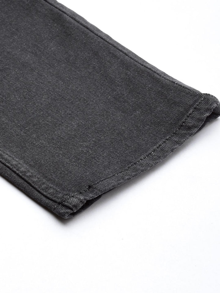The Indian Garage Co Men Black Slim Fit Low Distress Light Fade Stretchable Jeans