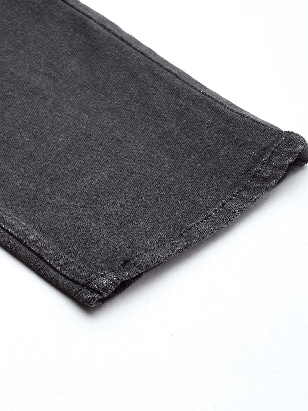 The Indian Garage Co Men Black Slim Fit Low Distress Light Fade Stretchable Jeans