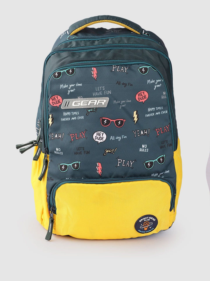 Gear Kids Colourblocked & Printed Backpack- 21.5 L