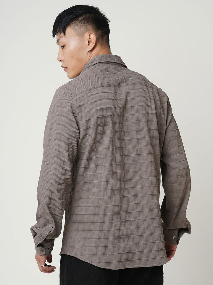 VASTRADO Men Classic Fit Spread Collar Textured Casual Shirt