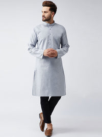 SOJANYA Men Grey Solid Straight Kurta
