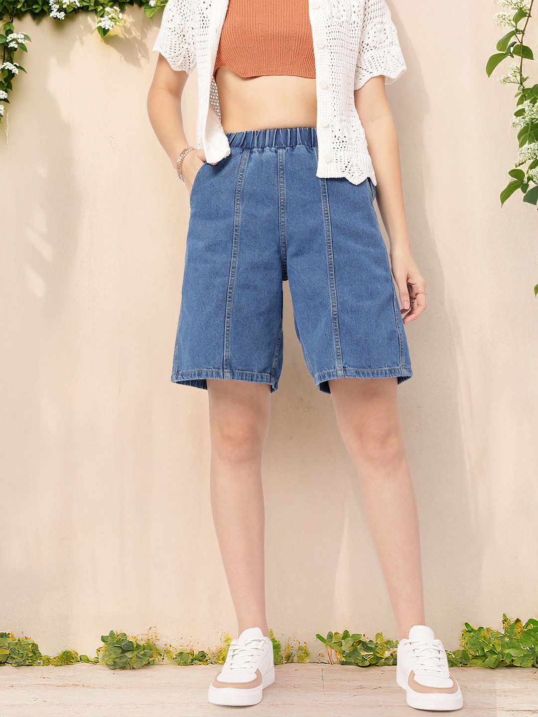 DressBerry Women Elevated Basics Denim Bermuda Shorts