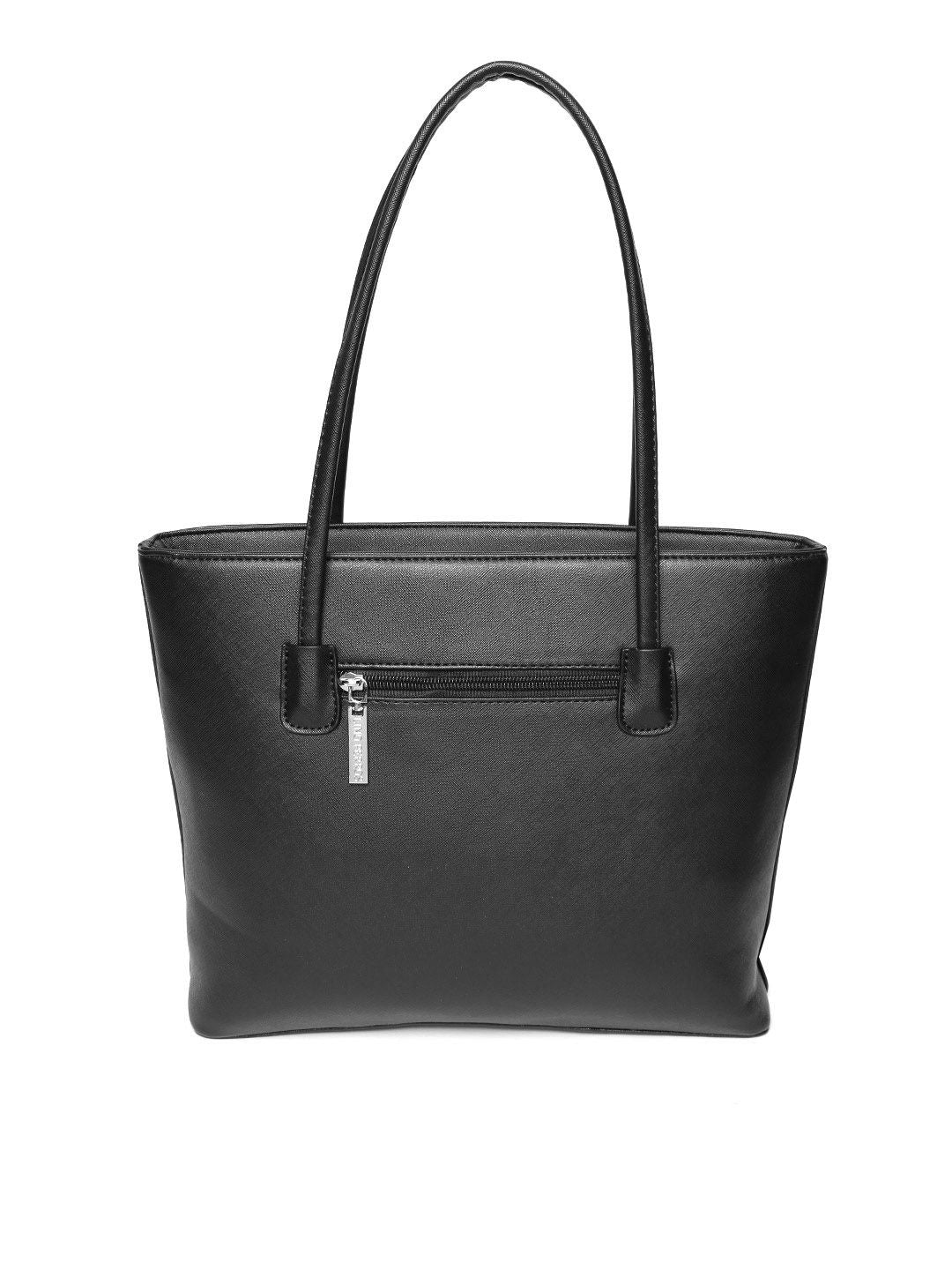 Lino Perros Black Solid Faux Leather Laptop Bag