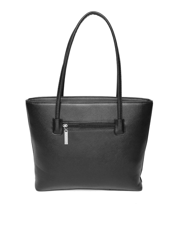 Lino Perros Black Solid Faux Leather Laptop Bag