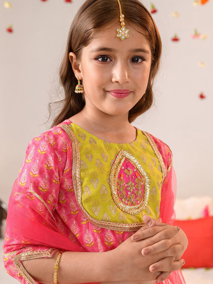 pspeaches Girls Printed Ready to Wear Lehenga Choli With Dupatta
