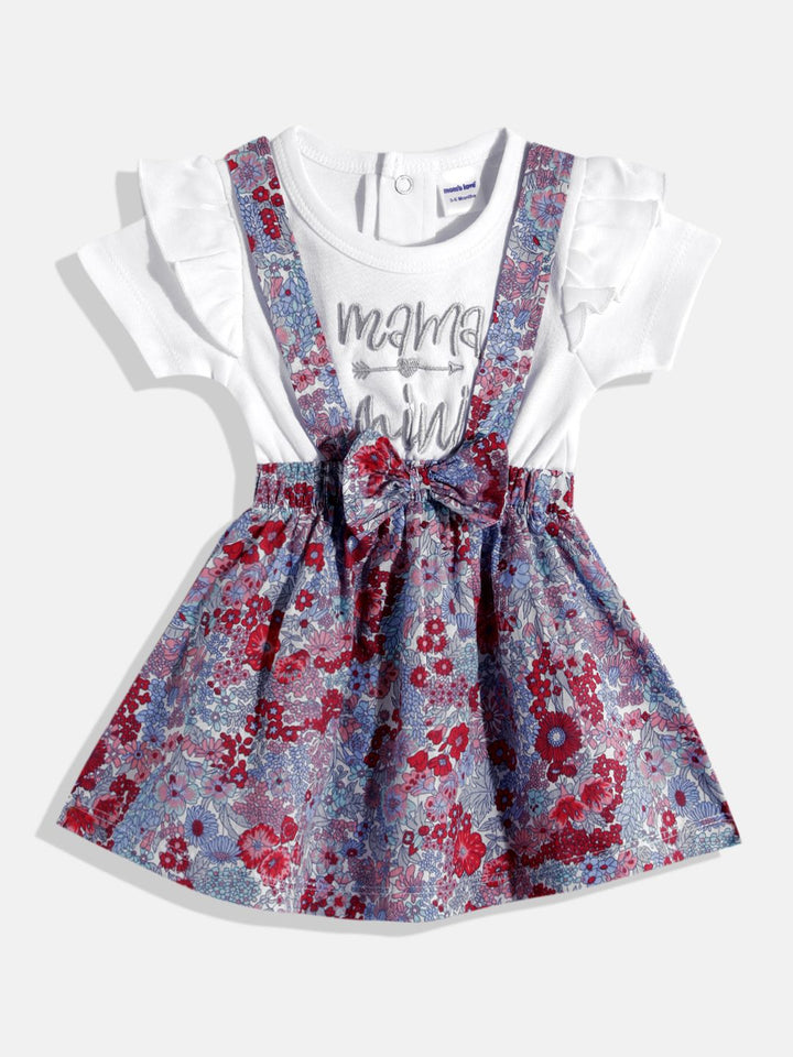 Moms Love Infant Girls Floral Print Bow Detail Pleated Fit & Flare Dress