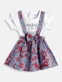 Moms Love Infant Girls Floral Print Bow Detail Pleated Fit & Flare Dress
