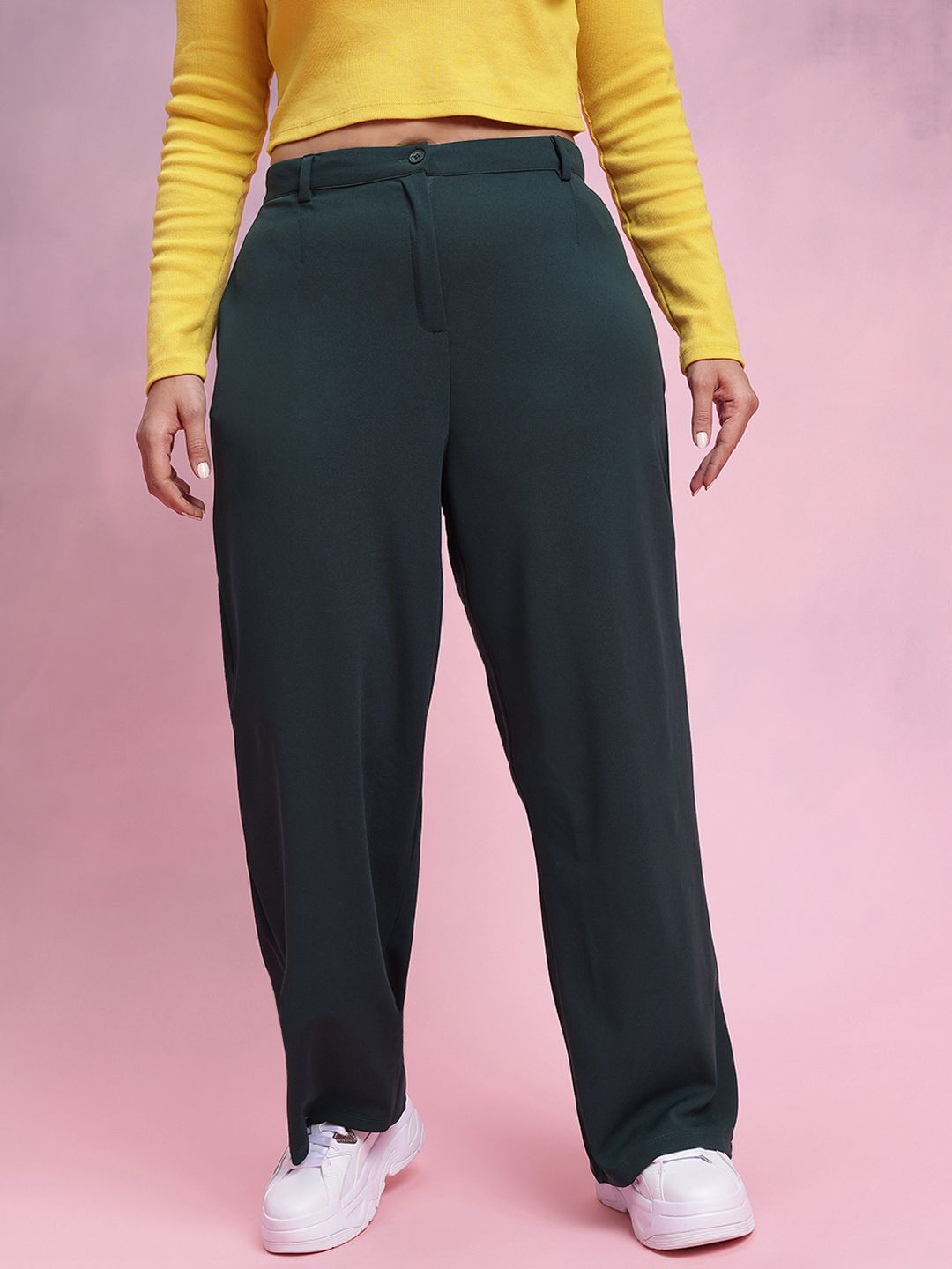 Women Plus Size Regular Fit Trousers