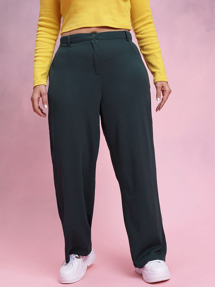 Women Plus Size Regular Fit Trousers