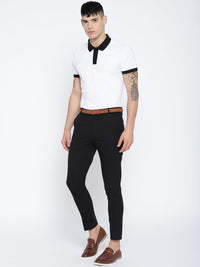 DENNISON Men Black Comfort Tapered Fit Cropped Trousers