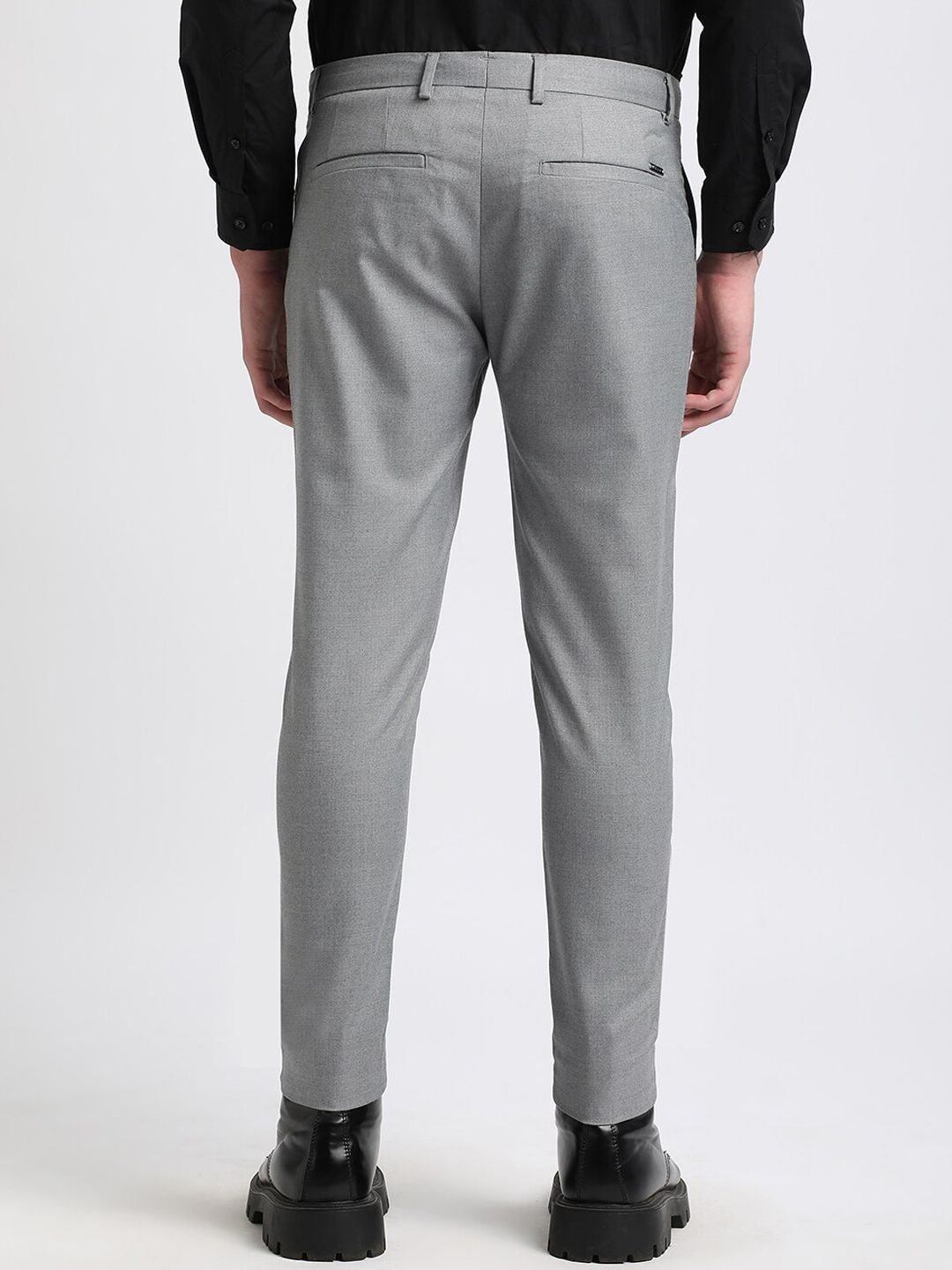 THE BEAR HOUSE Men Solid Tapered Fit Mid-Rise Formal Trousers