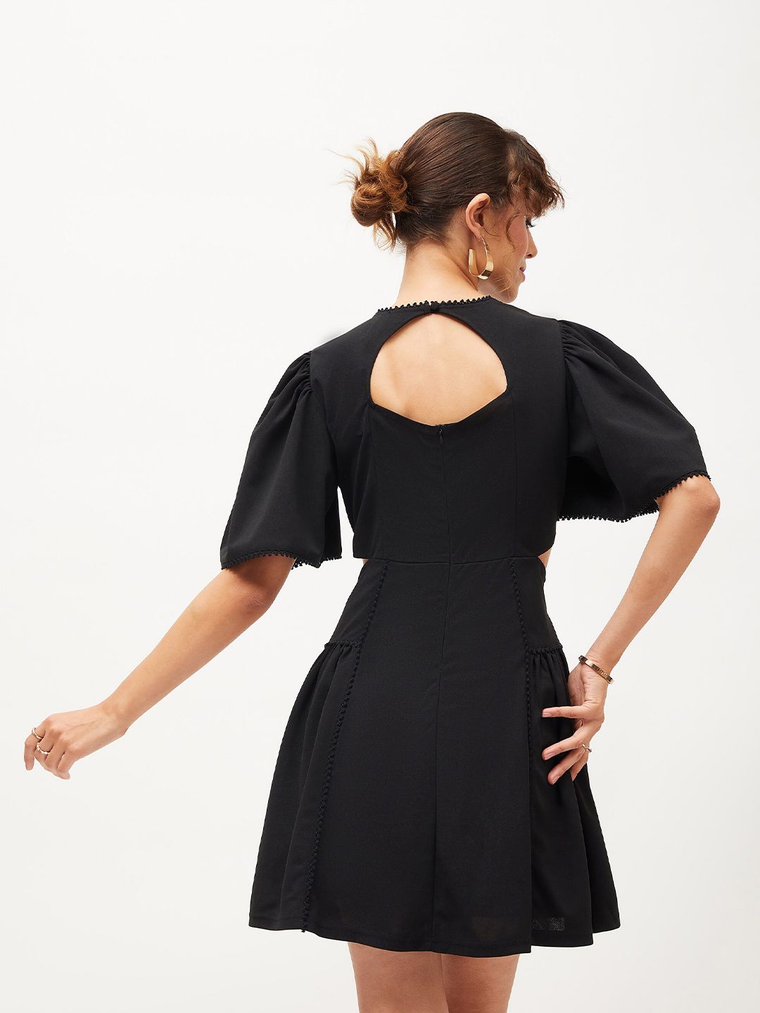 SASSAFRAS Flared Sleeve Fit & Flare Dress