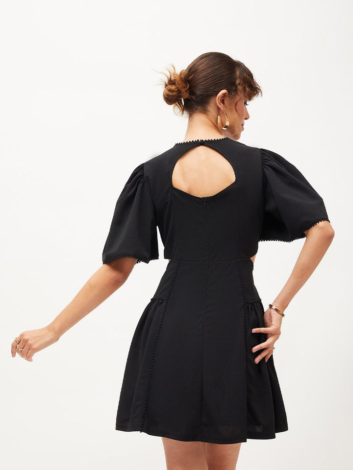 SASSAFRAS Flared Sleeve Fit & Flare Dress