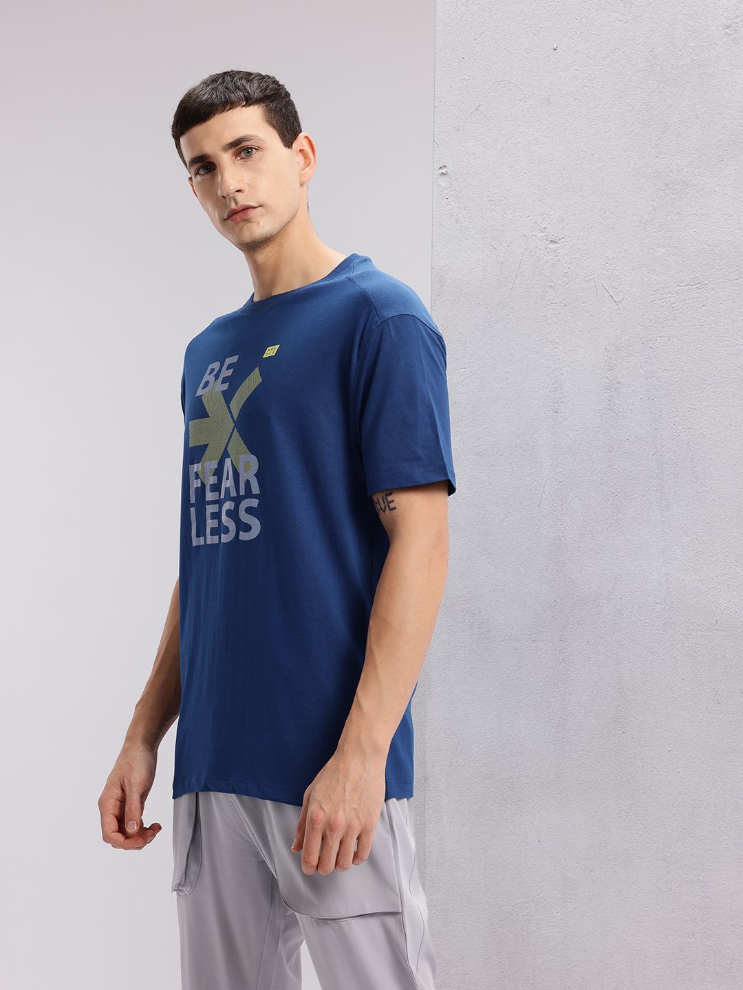 HRX by Hrithik Roshan Brand Logo Print Drop-Shoulder Sleeves Training T-shirt