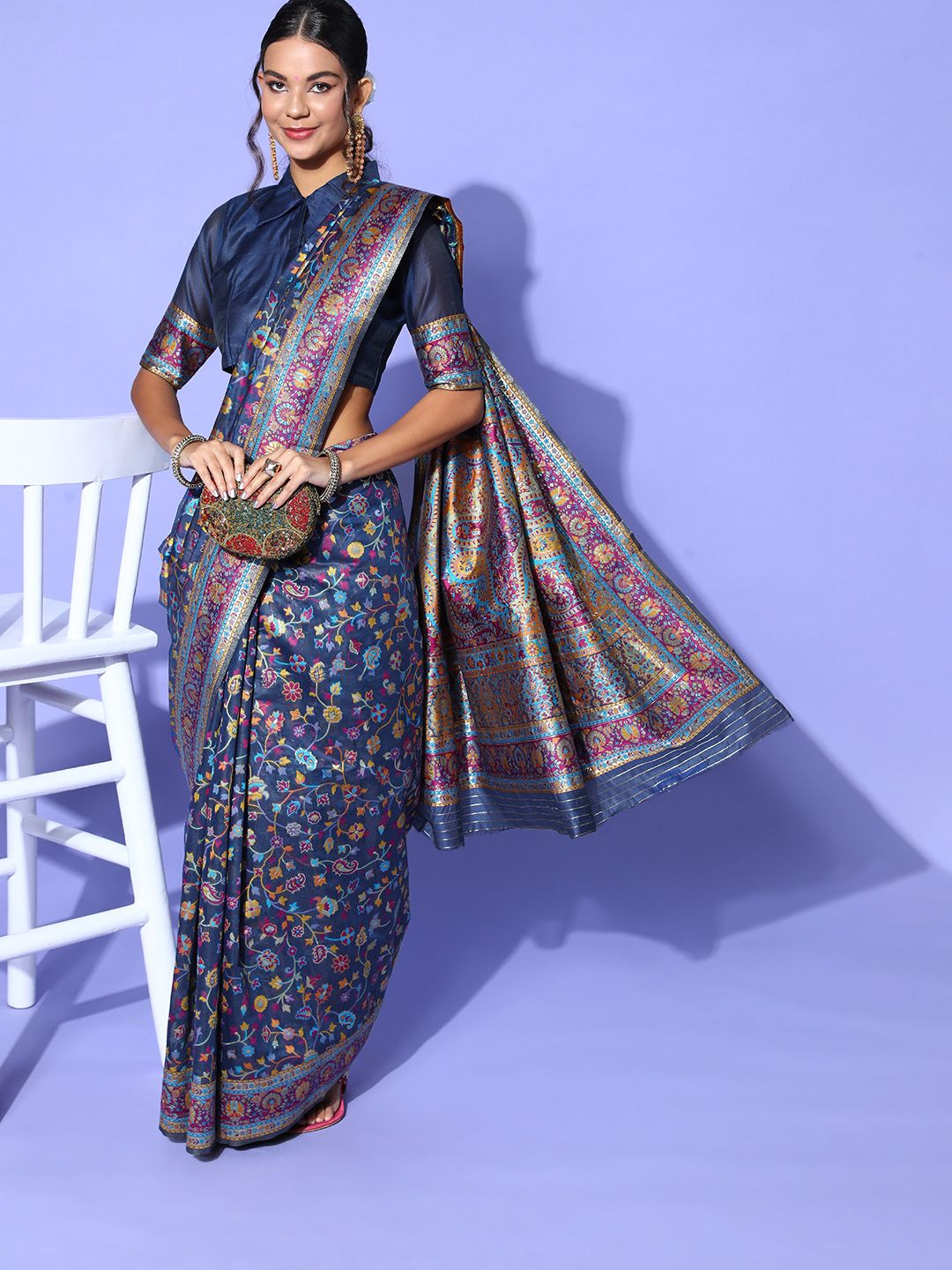 Saree mall Ethnic Motifs Saree with Woven Design border