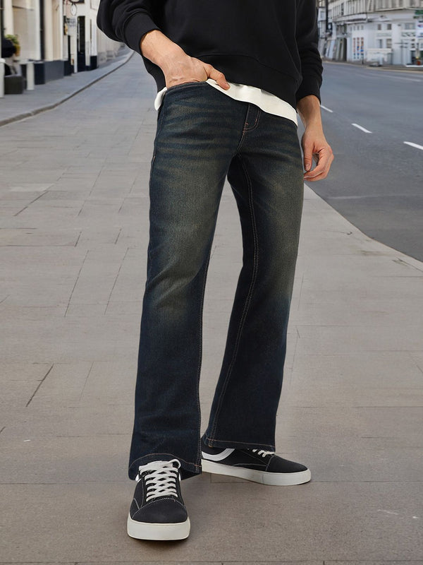 Urbano Fashion Men Bootcut Light Fade Clean Look Stretchable Jeans