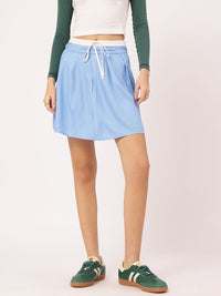 DressBerry Twirl-Worthy Contrast Waistband Bow-Detail Mini Skirt