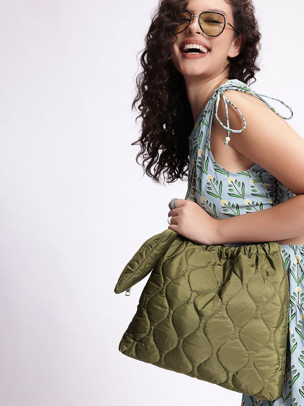 DressBerry Structured Quilted Shoulder Bag with Pouch