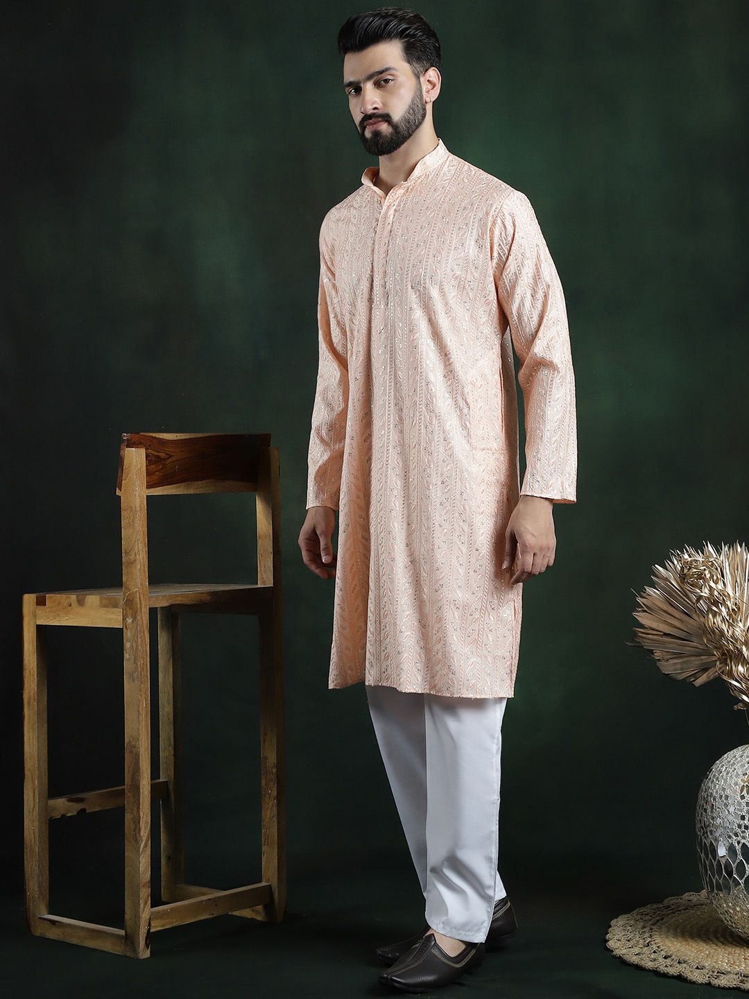 SOJANYA LUXE Floral Embroidered Regular Thread Work Kurta with Pyjamas