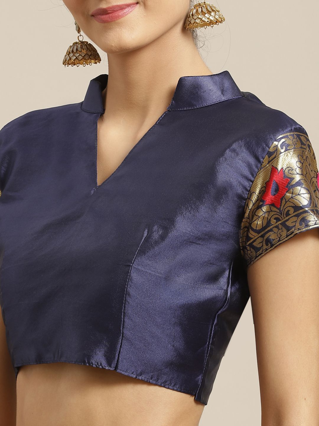 Saree mall Navy Blue & Golden Woven Design Banarasi Saree