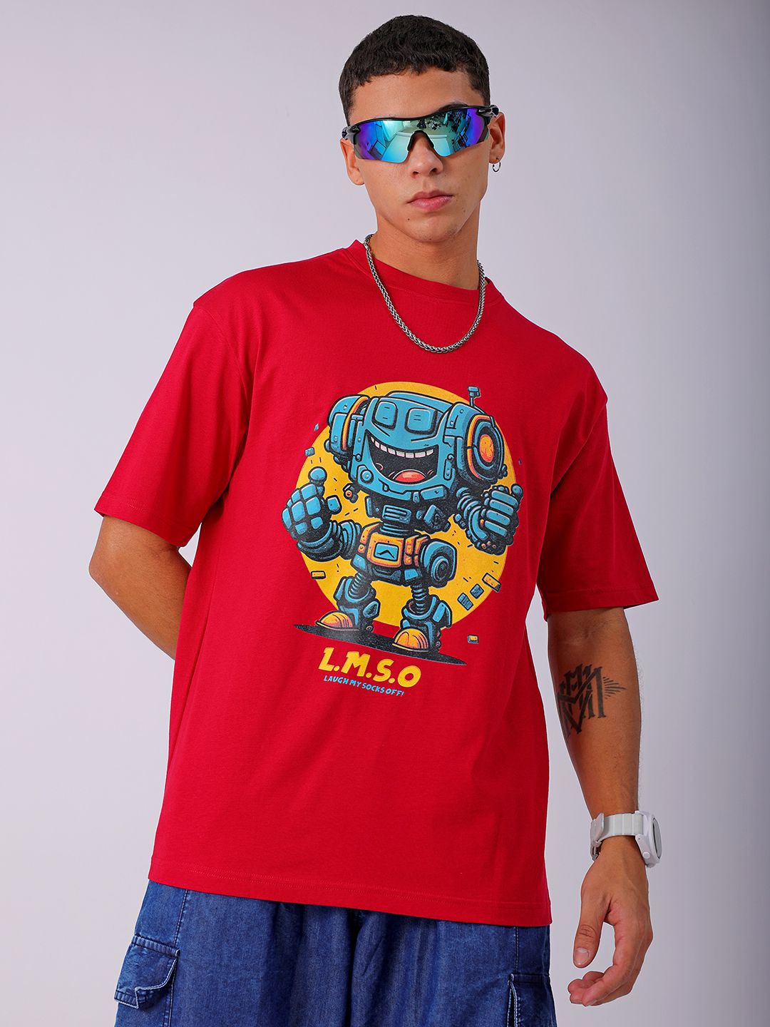 The Indian Garage Co Men Typography Printed Boxy Oversized T-shirt