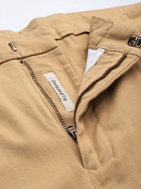 Mr Bowerbird Men Dark Beige Oversized Fit Mid-Rise Elephant Ankle Woven Pleated Trousers