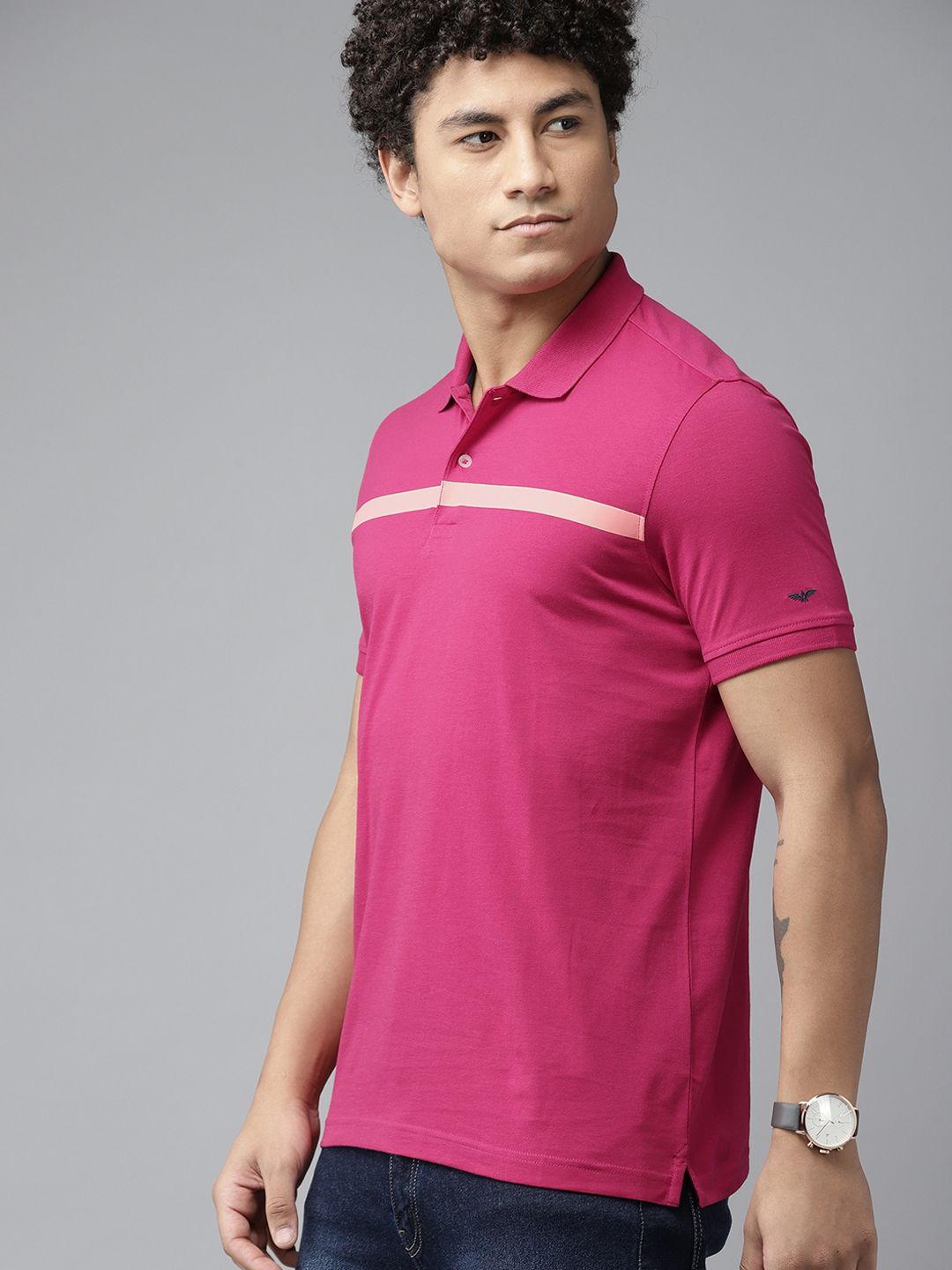 Park Avenue Striped Polo Collar Slim Fit T-shirt