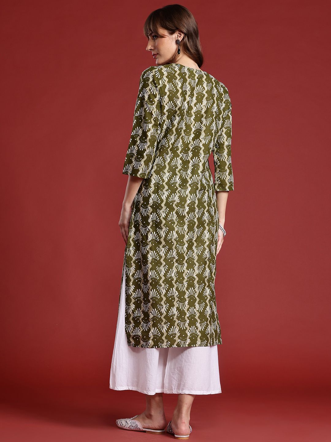 Anouk Abstract Printed Pure Cotton A-Line Kurta