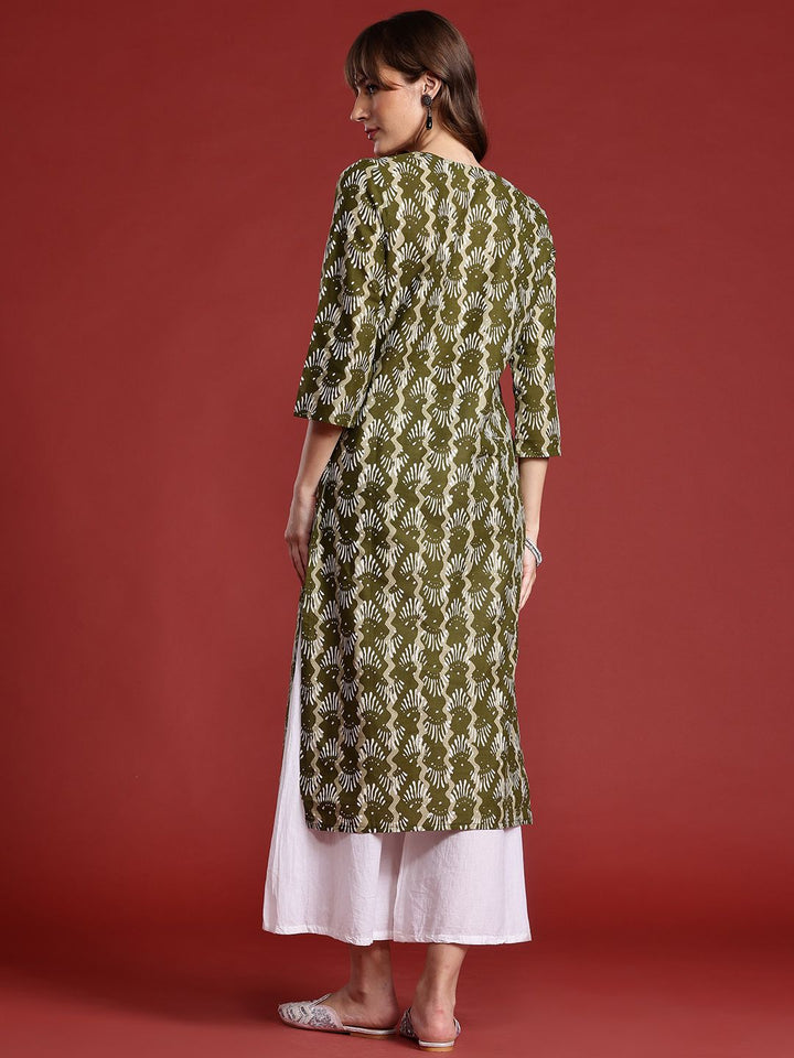 Anouk Abstract Printed Pure Cotton A-Line Kurta