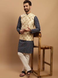 SOJANYA Kurta Biasa Sulam Geometrik Dengan Jaket Churidar & Nehru