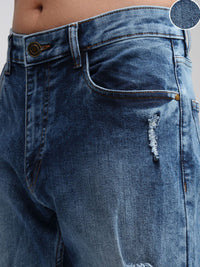 HIGHLANDER Men Straight Fit Mildly Distressed Light Fade Stretchable Jeans