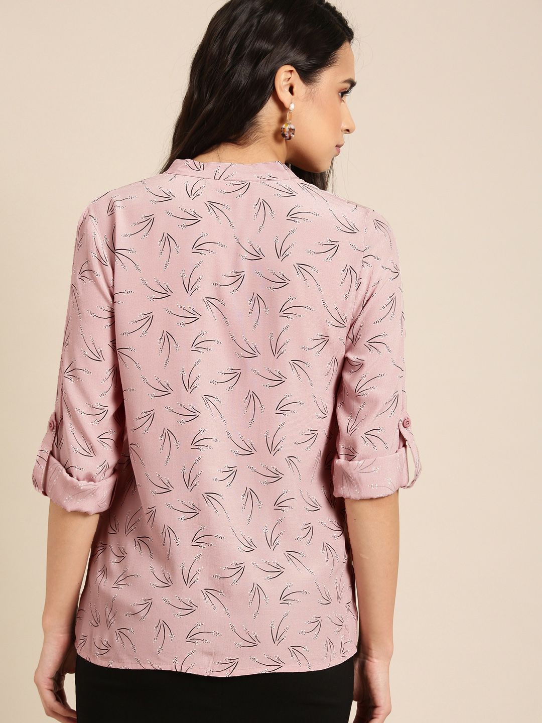 DressBerry Women Pink & Black Printed Casual Shirt