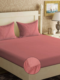 KLOTTHE Kids Rust Polycotton 300 TC Fitted King Cadar dengan 2 Sarung Bantal-98 x 89 inci
