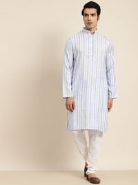Anug by SOJANYA Men Blue Striped Kurta