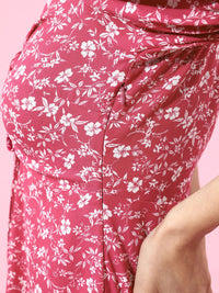 Berrylush Women Pretty Pink Floral Puff Sleeves Dress