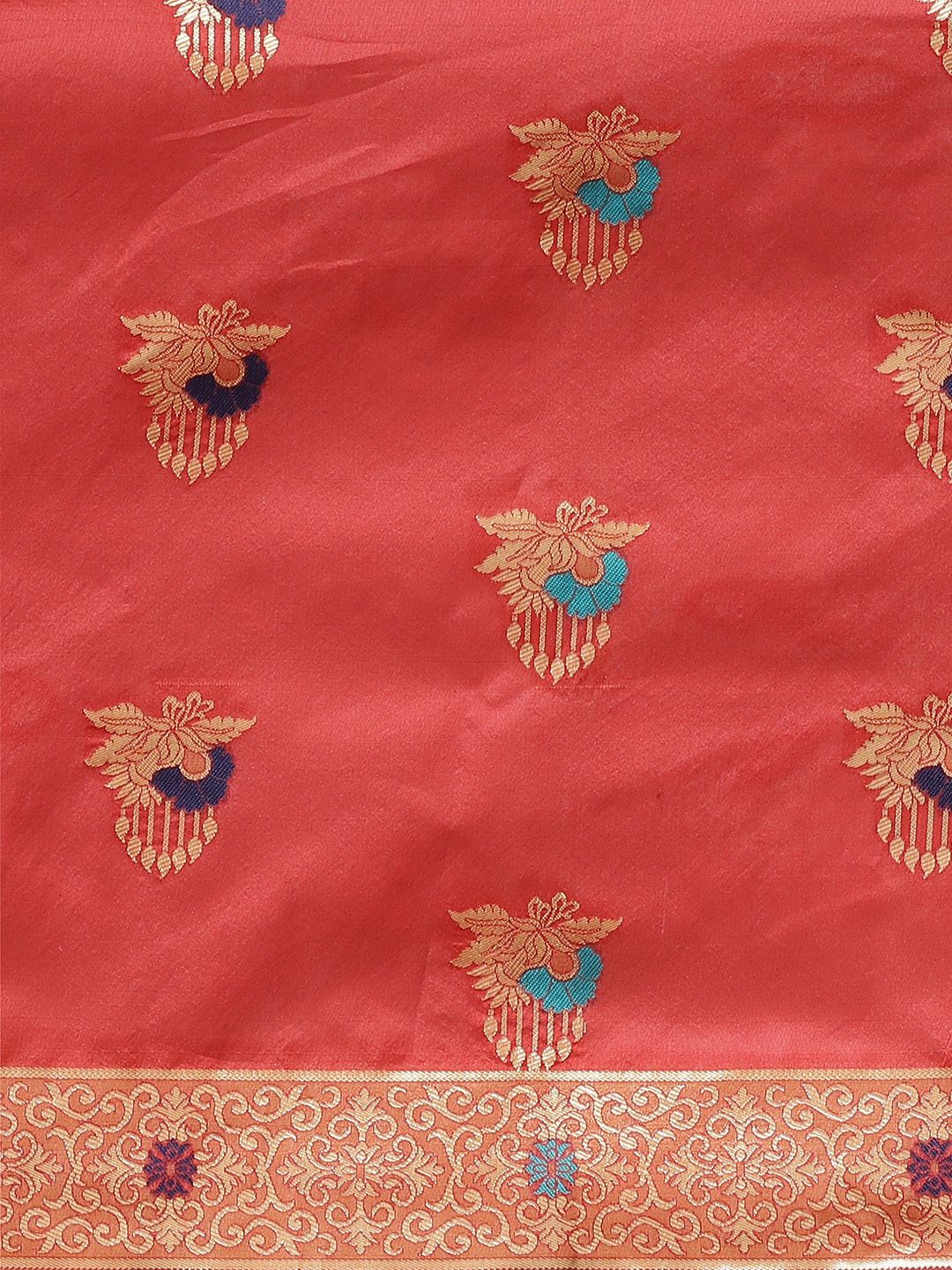 Saree mall Red & Golden Woven Design Banarasi Saree