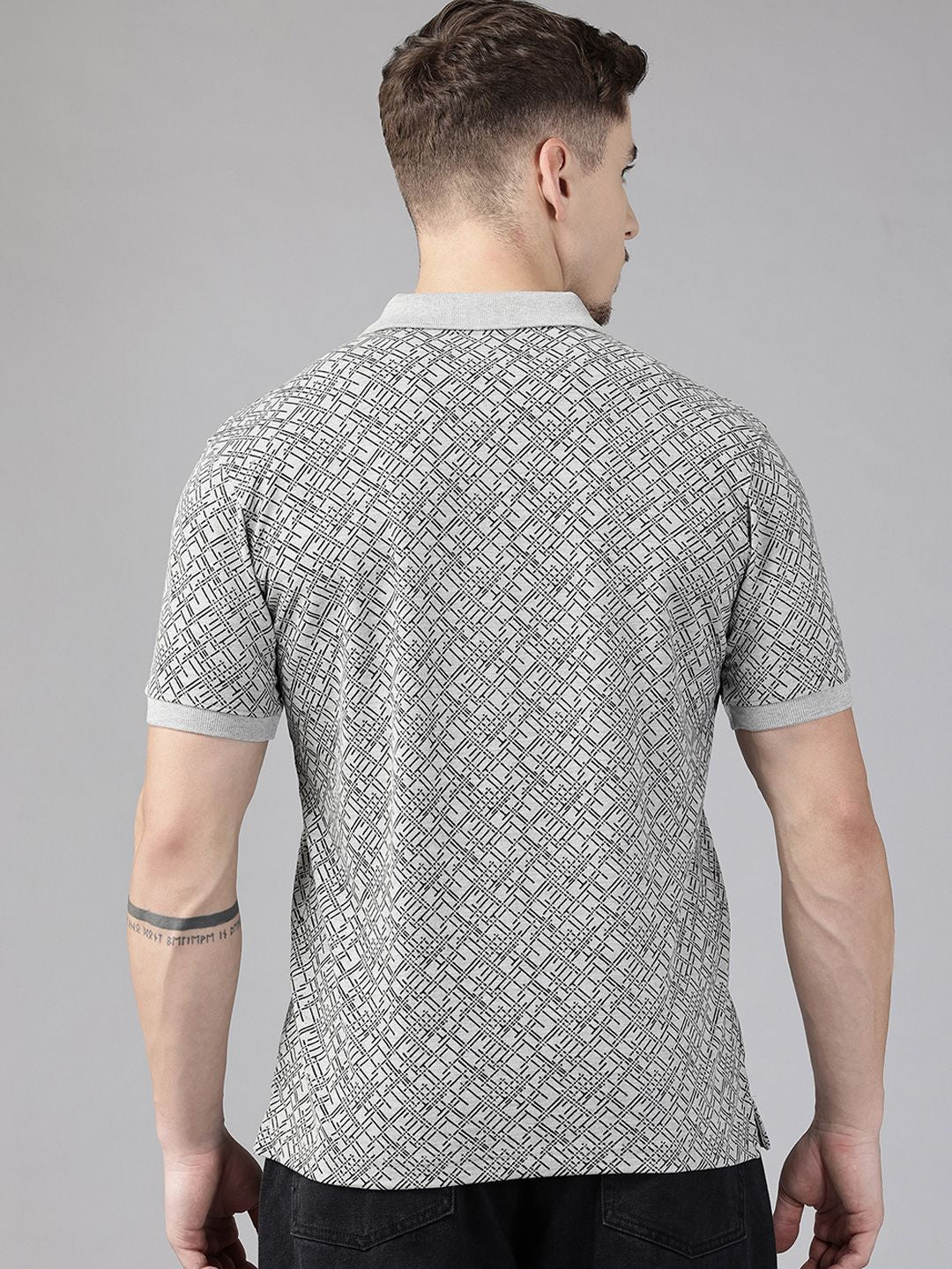 Park Avenue Geometric Print Polo Collar T-shirt