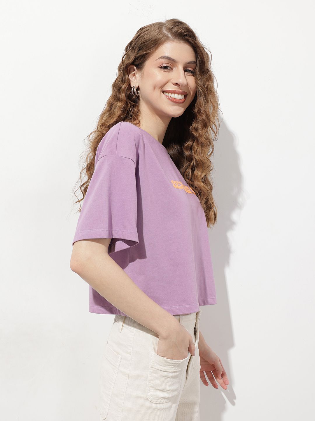 DressBerry Lift My Spirits Typography Boxy Crop T-shirt